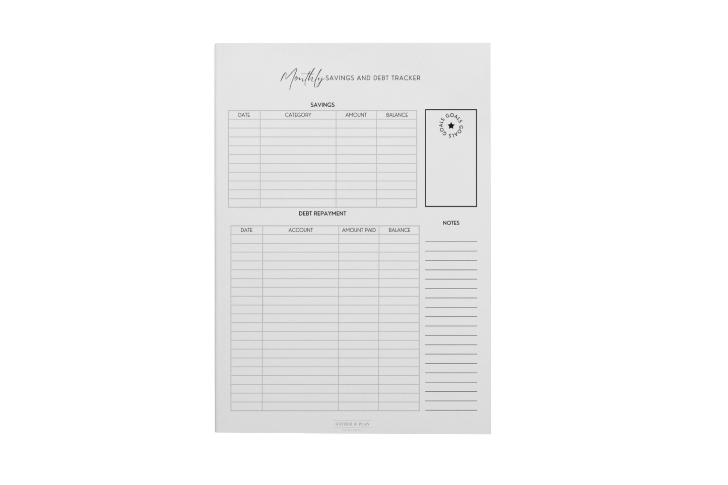Monthly Savings & Debt Tracker